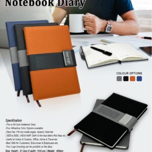 PU Leather Notebook Diary with Metal Accent