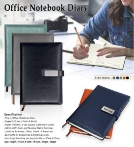 PU Leather Office Notebook Diary with Metal Finish