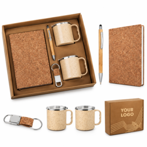 Employee Joining Kit – A5 Cork Notebook, Eco Mugs, Bamboo Pen & Keychain