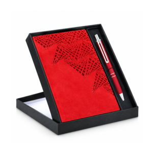 2 in 1 Red Set: Origami Notebook with Metal Pen – Corporate Gift