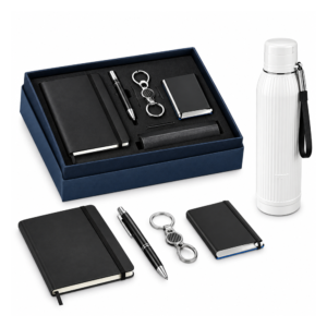 5-in-1 Corporate Gift Set with Bottle, Notebook, Pen, Keychain & Card Holder